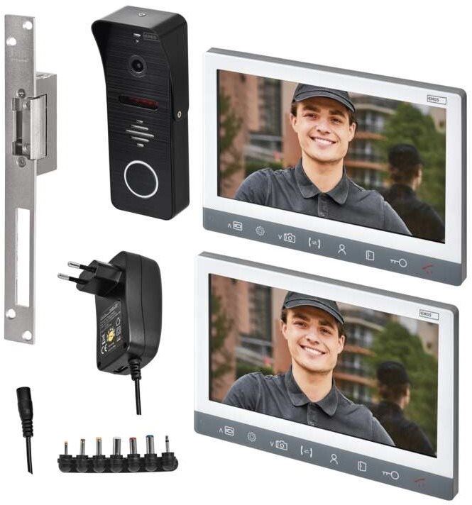 Videotelefon EMOS Sada videotelefonu EM-10AHD se 2 monitory a elektronickým zámkem otevřeno/zavřeno