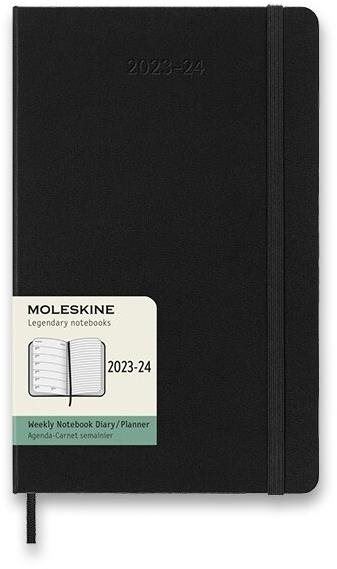 Týdenní diář Moleskine 2023-2024 L, tvrdé desky, černý