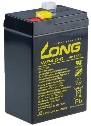 Baterie pro záložní zdroje LONG Long 6V 4.5Ah olověný akumulátor F1 (WP4.5-6)