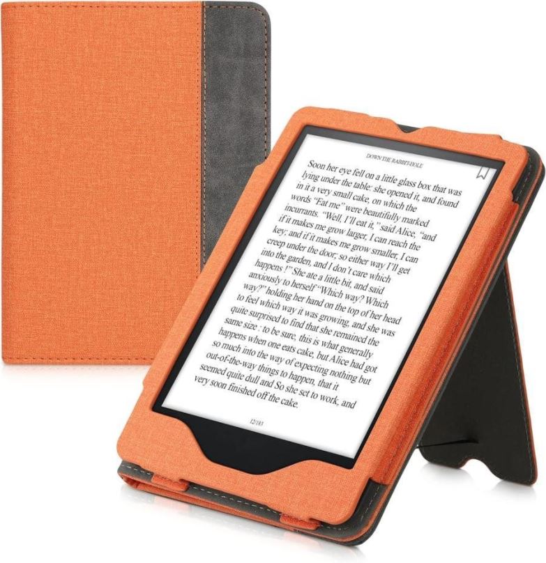 Pouzdro na čtečku knih KW Mobile Double Leather - KW5626106 - pouzdro pro Amazon Kindle Paperwhite 5 (2021) - šedá, oranžov
