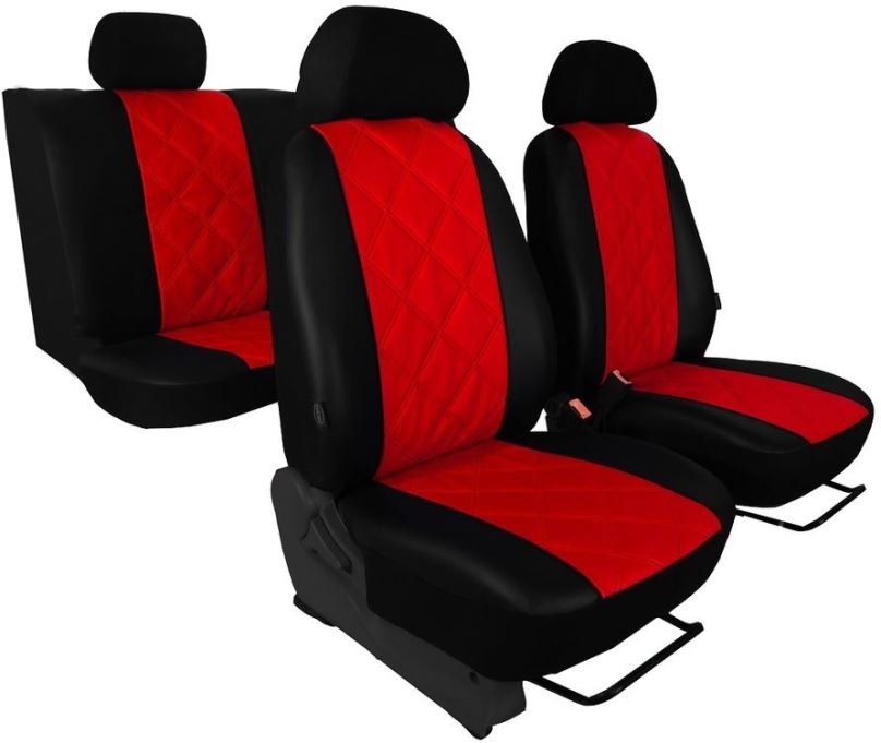 Autopotahy SIXTOL Škoda Fabia II, kožené EMBOSSY, dělené zadní sedadla, červené
