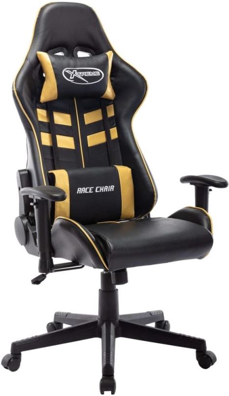Herní židle SHUMEE Herní židle černá a zlatá umělá kůže, 20504
