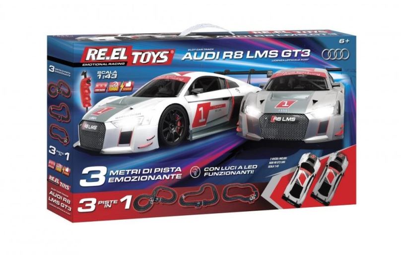 Autodráha RE.EL Toys Autodráha Audi R8 LMS GT3, 1:43, 3 metry, 3 sestavy, LED světla
