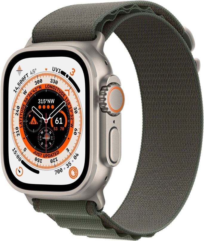 Chytré hodinky Apple Watch Ultra 49mm titanové pouzdro se zeleným alpským tahem - Medium
