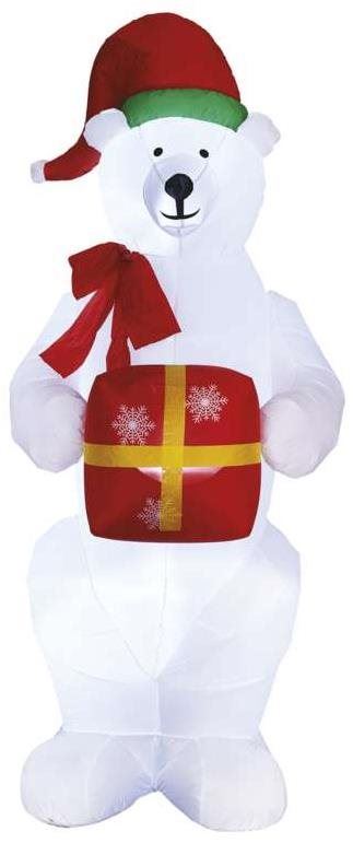 Vánoční osvětlení EMOS LED lední medvěd s vánočním dárkem, nafukovací, 240 cm, venkovní i vnitřní, studená bílá