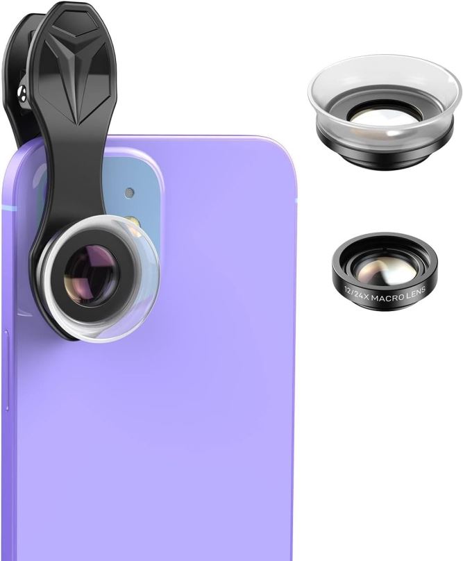 Objektiv pro mobilní telefon Apexel 2-in-1 Lens Kit-- 12X/24X Macro Lens