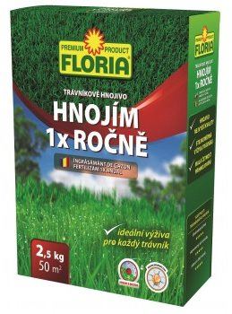 Trávníkové hnojivo AGRO Trávníkové hnojivo FLORIA HNOJÍM 1x ROČNĚ, 2.5kg