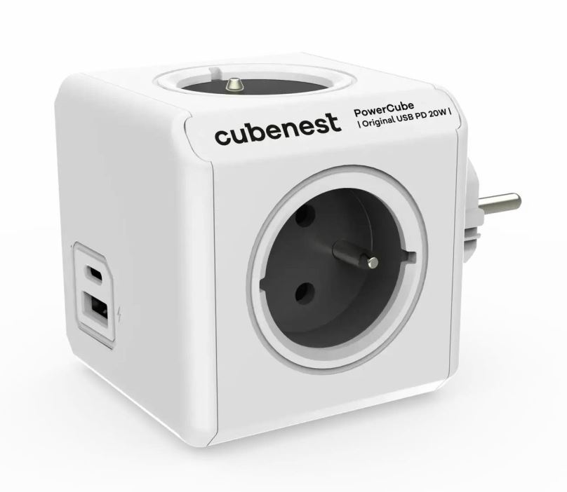 Zásuvka Cubenest Powercube Original USB PD 20W, A+C, 4x zásuvka, bílá/šedá
