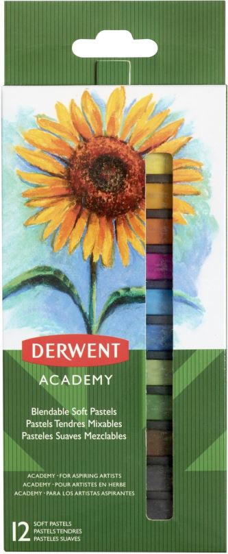 Křídy DERWENT Academy Soft Pastels hranaté barevné křídy - balení 12 ks