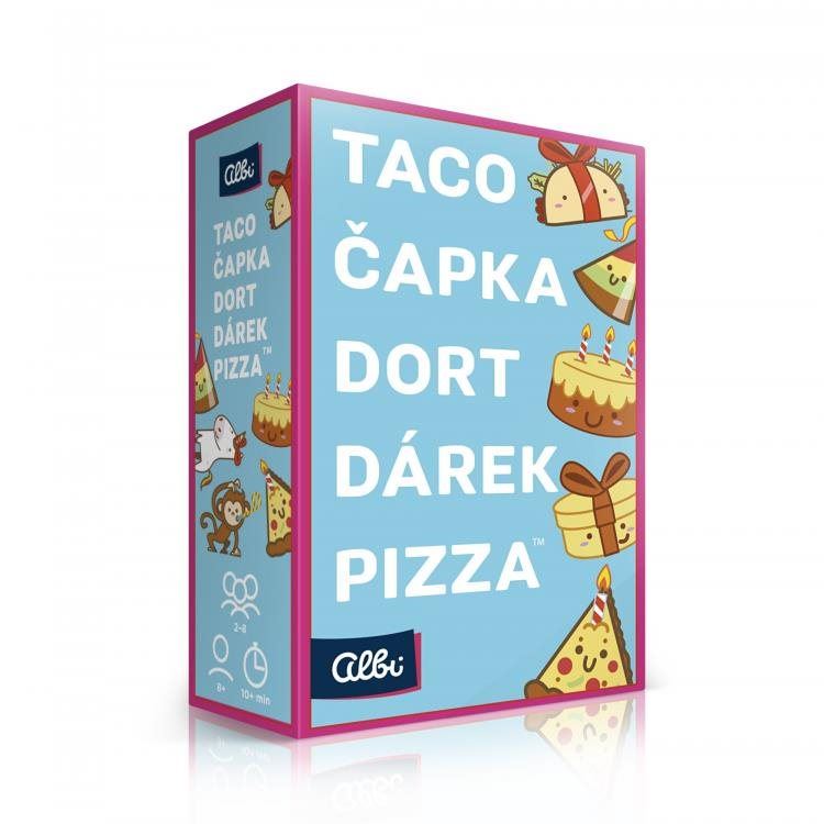 Karetní hra Taco, čapka, dort, dárek, pizza