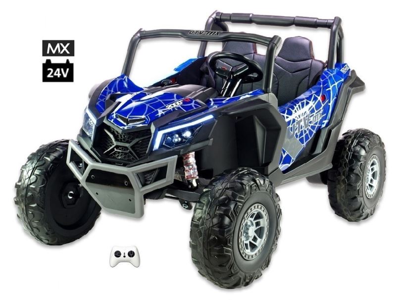 Dětské elektrické auto Bugina UTV - MX s 2,4G, dvoumístná, 24V/2x200W, polymer Spider modrá