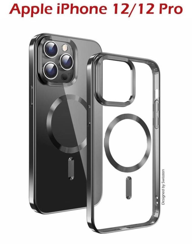 Kryt na mobil Swissten Clear Jelly MagStick Metallic pro iPhone 12/12 Pro černé
