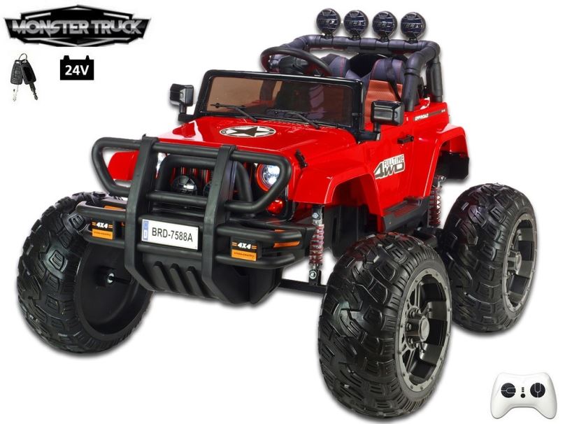 Elektrické auto pro děti Wrangler Monster Truck, červený