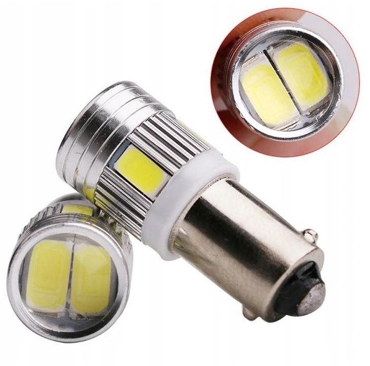 LED autožárovka Rabel BA9S T4W 6 smd 5630 bílá s čočkou