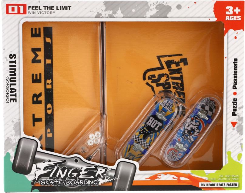 Fingerboard rampa Teddies Skateboard prstový šroubovací 2ks s rampou s doplňky