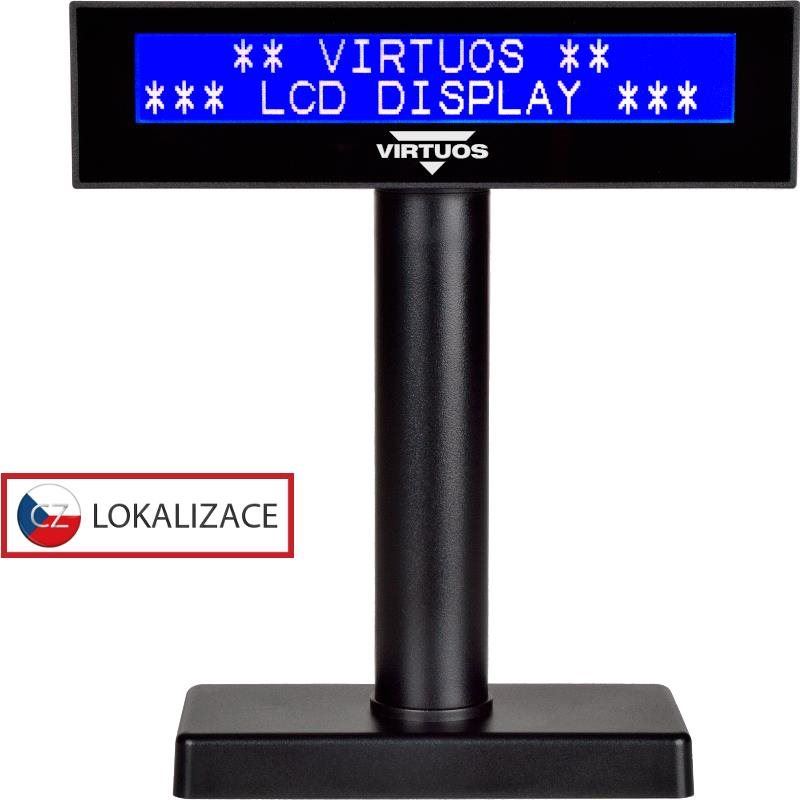 Zákaznický displej Virtuos LCD FL-2026MB 2x20 černý, USB