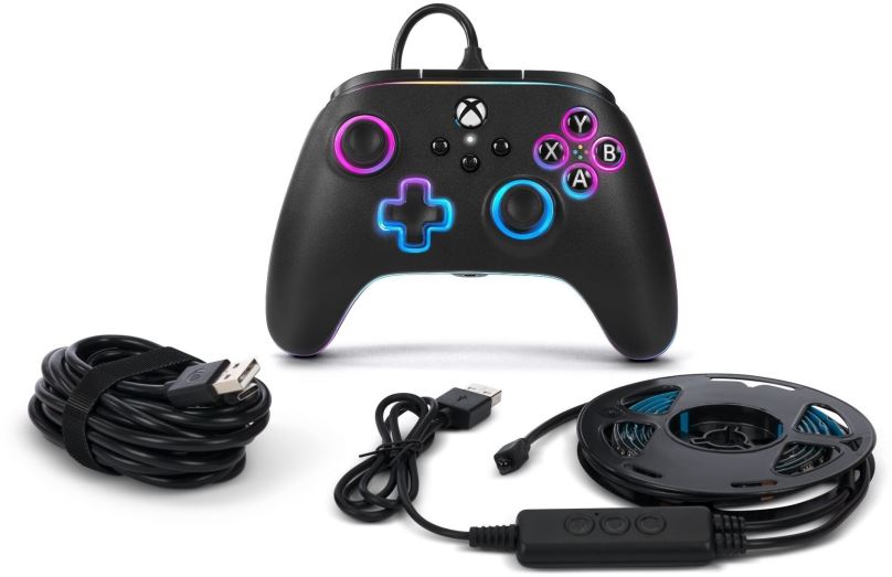 Gamepad PowerA Advantage Wired Controller - Xbox Series X|S with Lumectra + RGB LED Strip - Black