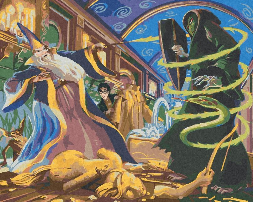 Malování podle čísel Albus brumbál a lord Voldemort (Harry Potter), 40x50 cm, bez rámu a bez vypnutí plátna