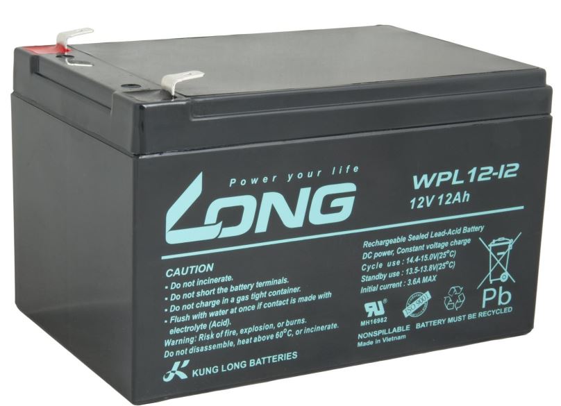 Baterie pro záložní zdroje Long baterie 12V 12Ah F2 LongLife 9 let (WPL12-12)