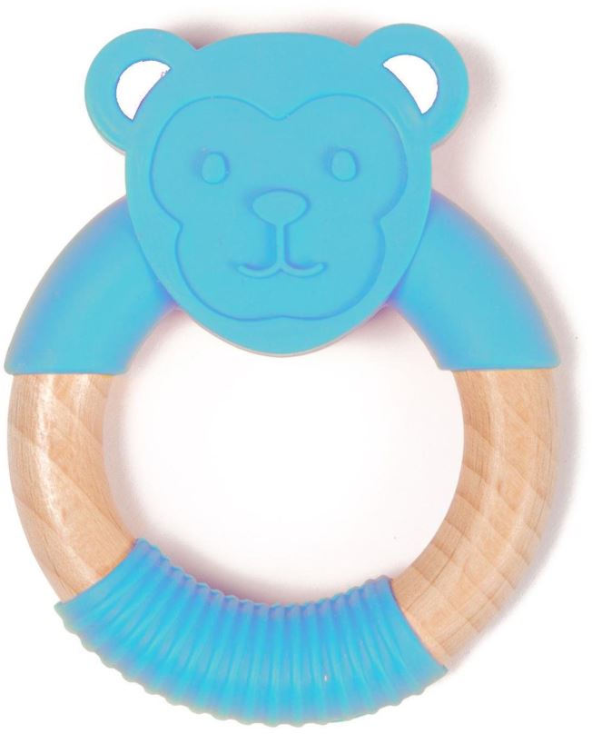 Kousátko Bo Jungle kousátko B-Teether Animal Wood Blue Monkey