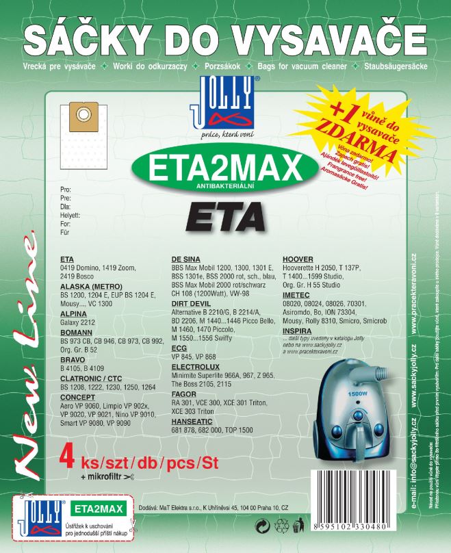 Sáčky do vysavače Sáčky do vysavače ETA2 MAX - textilní