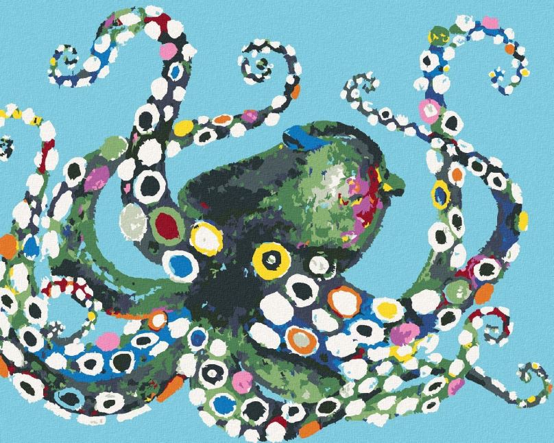 Malování podle čísel Barevná chobotnice, 40x50 cm, bez rámu a bez vypnutí plátna
