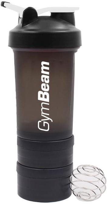 Shaker GymBeam Blend Bottle Black White 600 ml + zásobník