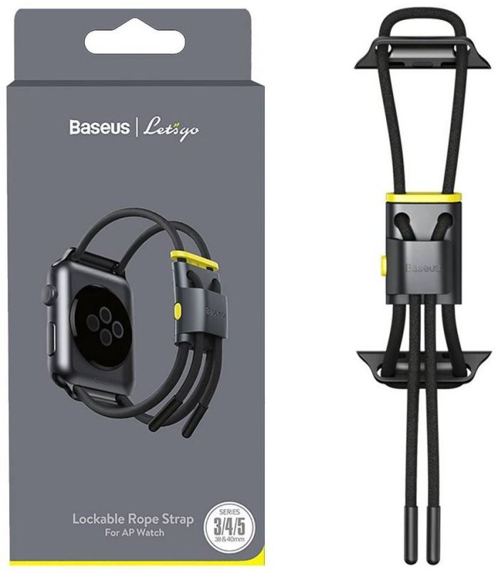 Řemínek Baseus Lockable Rope Strap pro Apple Watch 38/40/41mm Grey&Yellow