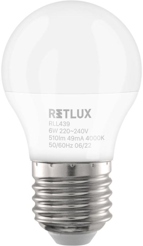 LED žárovka RETLUX RLL 439 G45 E27 miniG 6W CW