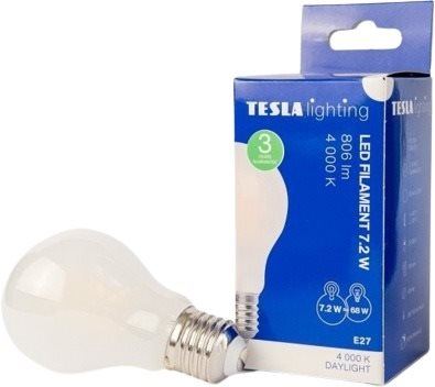 LED žárovka Tesla - LED žárovka FILAMENT RETRO BULB E27, 7,2W, 230V, 806lm, 25 000h, 4000K denní bílá, 360st