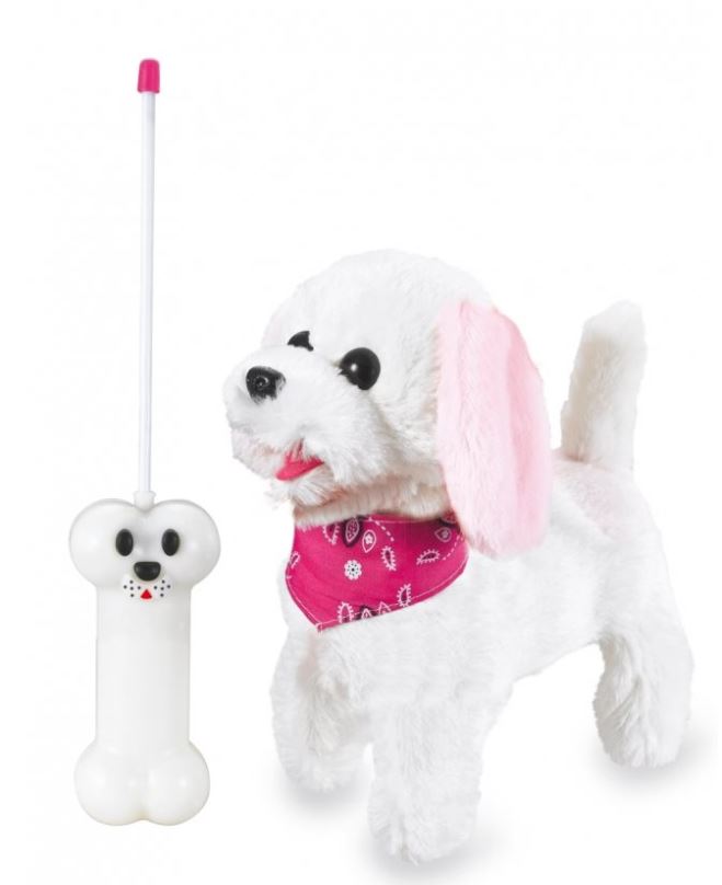 Robot Jamara plyšový pes, bílo-růžový na dálkové ovládání