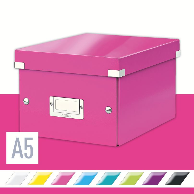 Archivační krabice LEITZ WOW Click & Store A5 22 x 16 x 28.2 cm, růžová