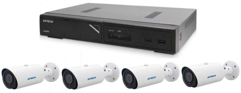 Kamerový systém AVTECH NVR AVH1109 + 4x 5MPX IP Motorzoom Bullet kamera AVTECH DGM5546SVAT