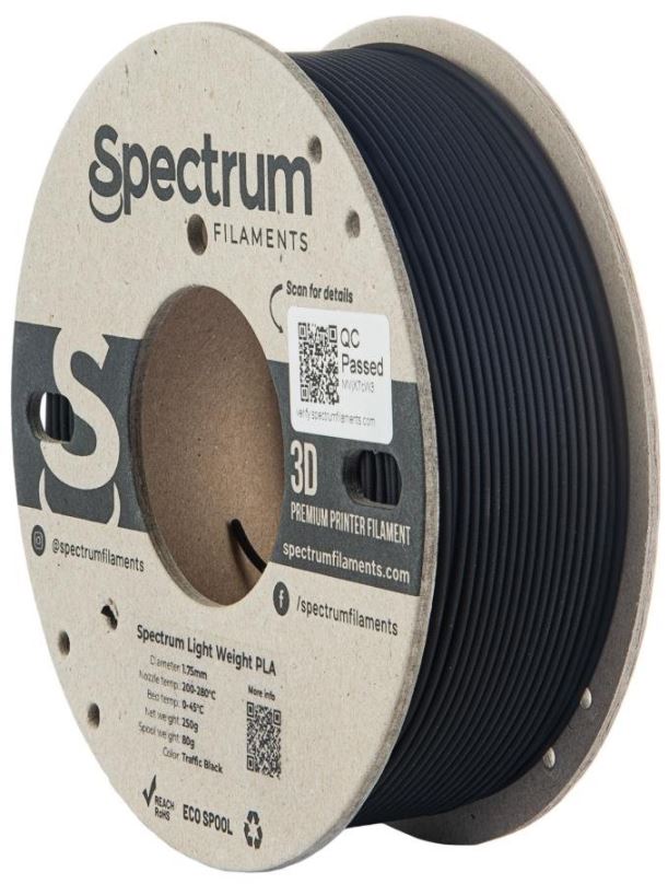Filament Filament Spectrum Light Weight PLA 1.75mm Traffic Black 0.25kg