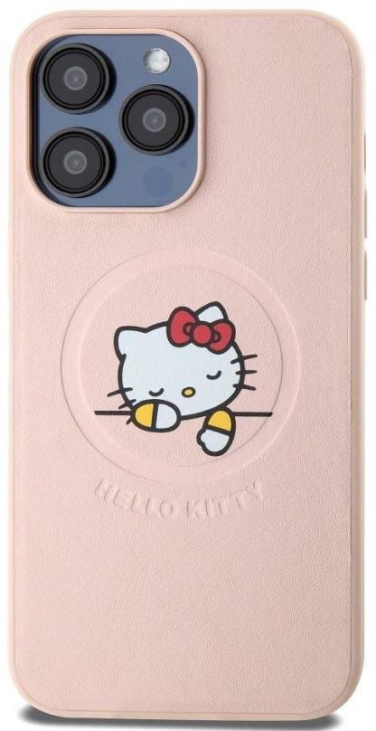 Kryt na mobil Hello Kitty PU Kitty Asleep Logo MagSafe Zadní Kryt pro iPhone 15 Pro Max Pink