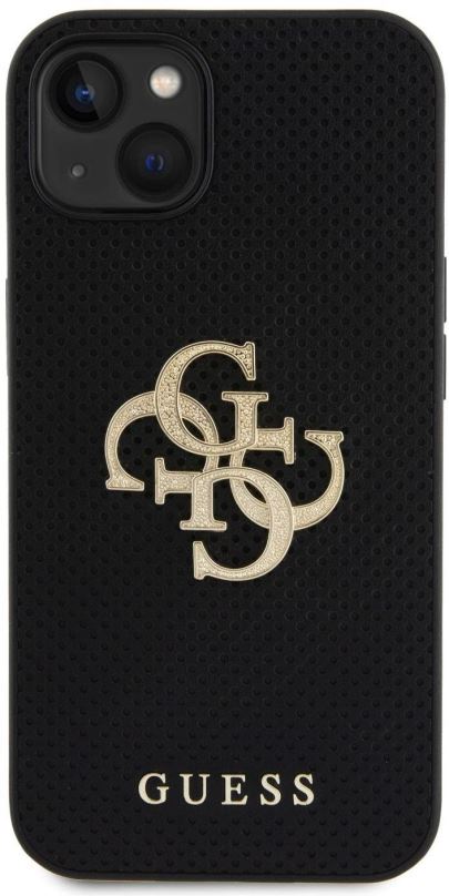 Kryt na mobil Guess PU Perforated 4G Glitter Metal Logo Zadní Kryt pro iPhone 13 Black