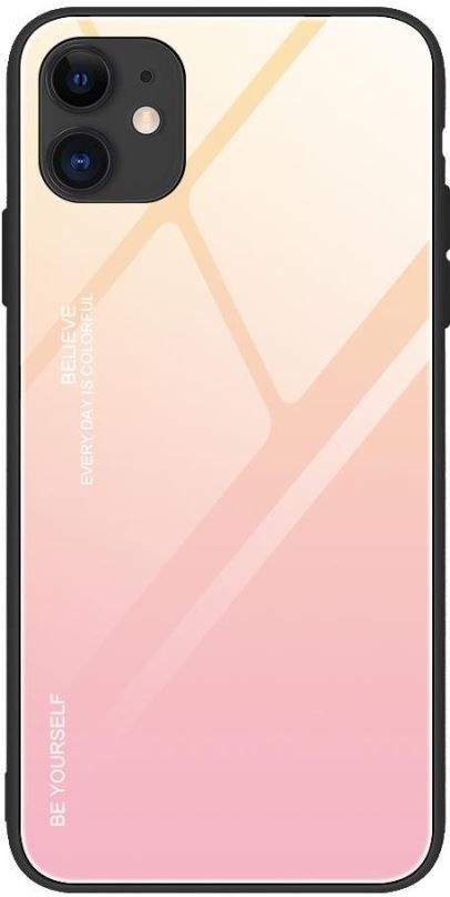 Kryt na mobil Gradient Glass plastový kryt na iPhone 12 / 12 Pro, růžový