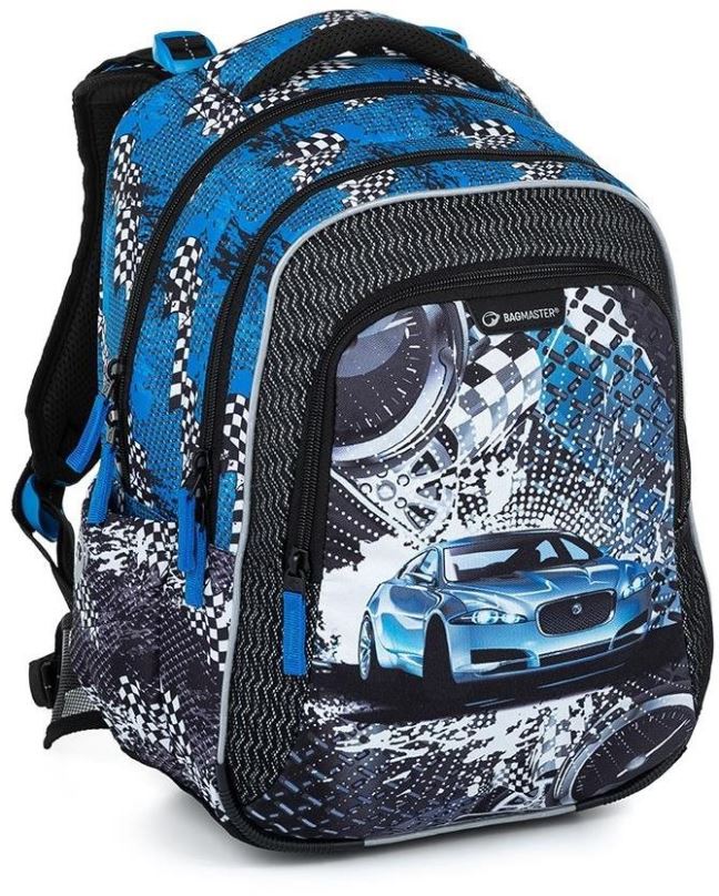 Školní batoh BAGMASTER Lumi 23 D školní batoh - modré auto