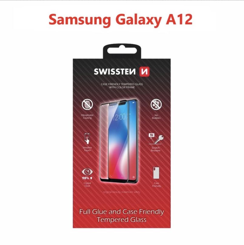 Ochranné sklo Swissten Case Friendly pro Samsung Galaxy A12 černé