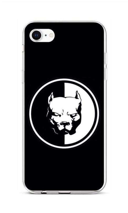 Kryt na mobil TopQ iPhone SE 2020 silikon Černobílý pitbull 58775