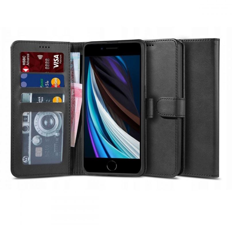 Pouzdro na mobil Tech-Protect Wallet knížkové pouzdro na iPhone 7 / 8 / SE 2020 / 2022, černé