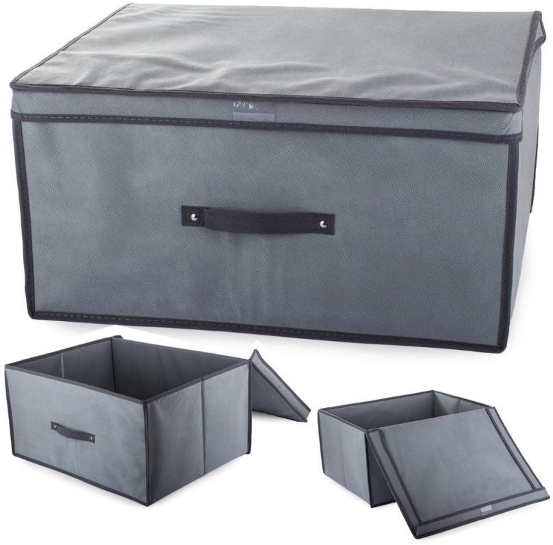 Úložný box Verk 01322 Úložná krabice s odklápěcím víkem 60x45x30cm šedá