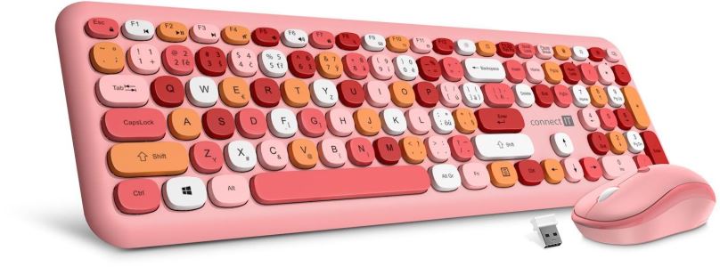 Set klávesnice a myši CONNECT IT Fashion combo, růžová, CZ + SK