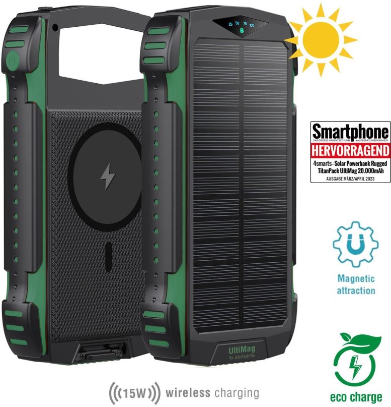 Powerbanka 4smarts Solar Rugged TitanPack UltiMag 20000mAh green