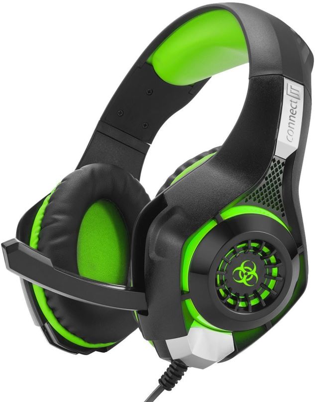 Herní sluchátka CONNECT IT CHP-4510-GR Gaming Headset BIOHAZARD zelená