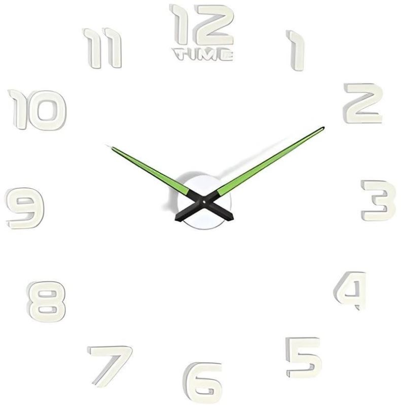 Nástěnné hodiny KIK KX7442 Designové 3D nalepovací hodiny 50-60 cm fluorescenční