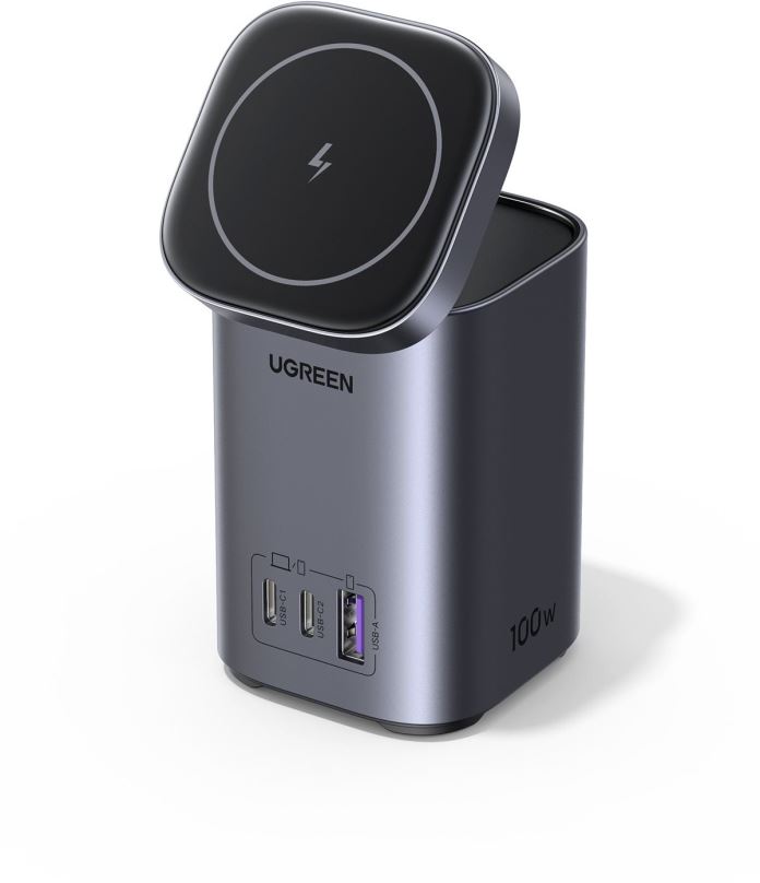 Nabíječka do sítě Ugreen 100W2CIA + Magnetic Wireless GaN Desktop Charger