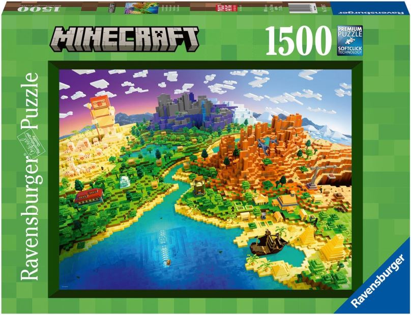 Puzzle Ravensburger puzzle 171897 Minecraft: Svět Minecraftu 1500 dílků