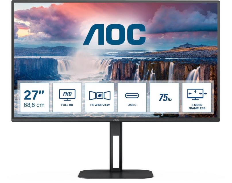 LCD monitor 27" AOC 27V5CE/BK