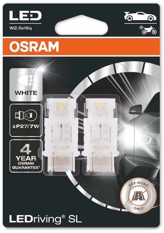 LED autožárovka OSRAM LEDriving SL P27/7W Studeně bílá 6000K 12V dva kusy v balení